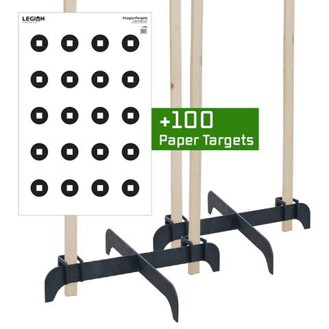 Legion Cross Target Stand Bundle (2 Stands and 100x 20-Dot Paper Targets)