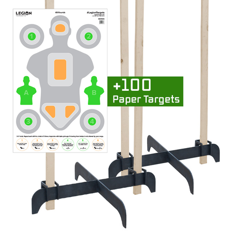 Legion Cross Target Stand Bundle (2 Stands and 100x 48-RNDS Paper Targets)
