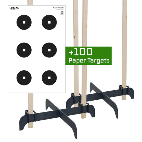 Legion Cross Target Stand Bundle (2 Stands and 100x 6-MIL Paper Targets)
