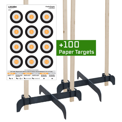 Legion Cross Target Stand Bundle (2 Stands and 100x Orange Dot Paper Targets)